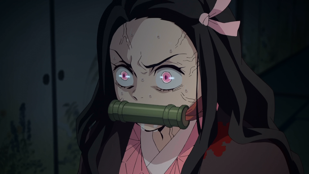Nezuko tratando de resistir la sangre de Sanemi27