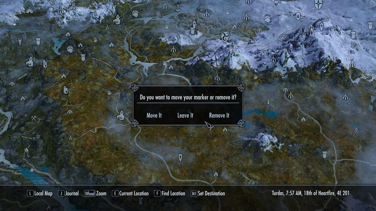 how to disable custom destination markers in skyrim